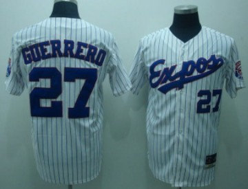 Montreal Expos 27 Guerrero White Pinstripe Throwback Jersey Montreal Expos 27 Guerrero White Pinstripe Throwback Jersey