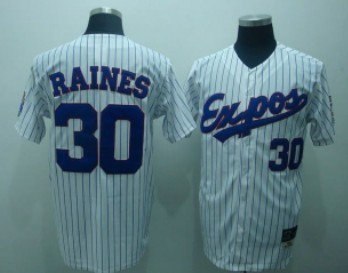 Montreal Expos 30 Raines White Pinstripe Throwback Jersey Montreal Expos 30 Raines White Pinstripe Throwback Jersey