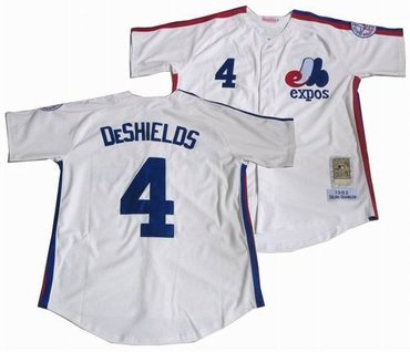 Montreal Expos 4 Delino DeShields Throwback White jerseys