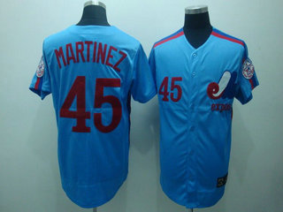 Montreal Expos 45 Martinez Blue Jerseys Throwback