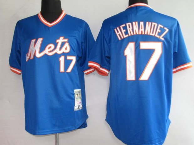 MLB Jerseys New York Mets 17# hernandez Blue【M&N