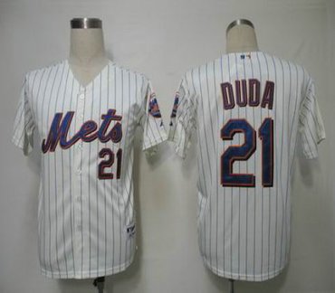 MLB Jerseys New York Mets 21 Duda Cream blue strip