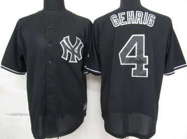 MLB New York Yankees 4 Gehrig Black Fashion Jerseys MLB New York Yankees 4 Gehrig Black Fashion Jerseys
