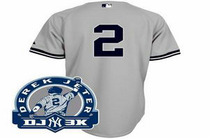 New York Yankees 2 Derek Jeter grey Jersey DJ 3K Patch New York Yankees 2 Derek Jeter grey Jersey DJ 3K Patch