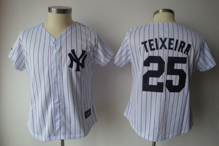 2011 Womennull Jersey by Majestic Athletic yankees 25# teixeira white