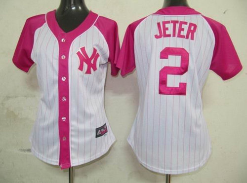 New York Yankees 2 Derek Jeter Womens Pink Splash Fashion Jersey New York Yankees 2 Derek Jeter Womens Pink Splash Fashion Jersey