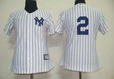 Women Jerseys New York Yankees 2 Derek Jeter White