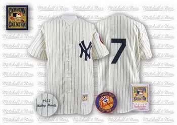 New York Yankees 7 Mickey Mantle Jersey Mitchelland Ness White Pinstripe Youth Jersey