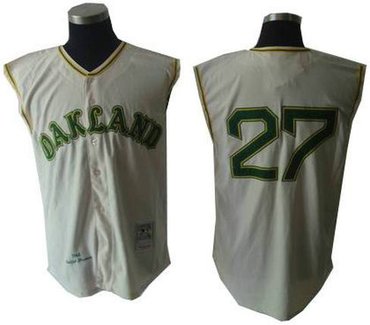 Oakland Athletics 27 Catfish Hunter 1968 Home Jersey vest Oakland Athletics 27 Catfish Hunter 1968 Home Jersey vest