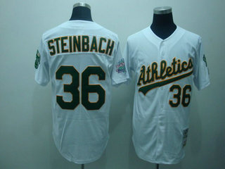 Oakland Athletics 36 Steinbach white Throwback