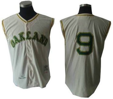 Oakland Athletics 9 Reggie Jackson 1968 Home Jersey vest