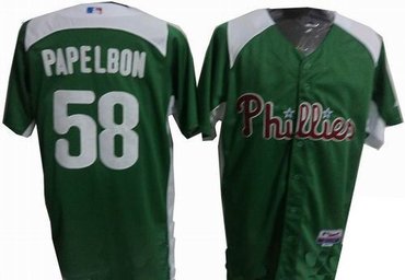 Philadelphia Phillies 58 Jonathan Papelbon GREEN Personalized 2011 St. Patrick's Day Cool Base BP Jersey Philadelphia Phillies 58 Jonathan Papelbon GREEN Personalized 2011 St. Patrick's Day Cool Base BP Jersey