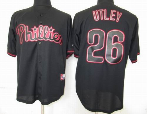 Philadelphia Phillies 26 Chase Utley Pitch Black Fashion Jersey