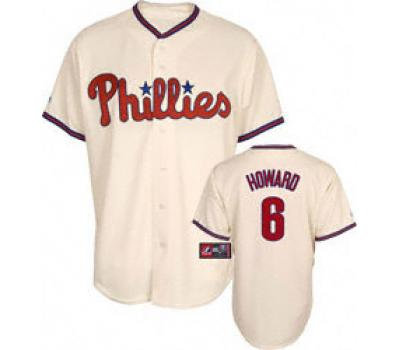 Youth Philadelphia Phillies #6 Howard 2009 world series patchs Cream Youth Philadelphia Phillies #6 Howard 2009 world series patchs Cream