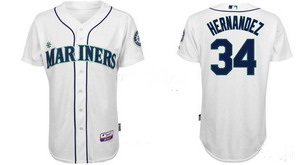 Seattle Mariners 34 Felix Hernandez white Baseball Jerseys