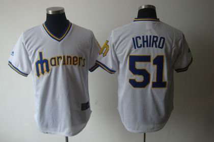 Seattle Mariners 51 Ichiro WHITE Cooperstown Throwback Jerseys Seattle Mariners 51 Ichiro WHITE Cooperstown Throwback Jerseys