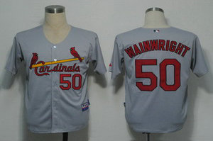 St Louis Cardinals 50 Wainwright Grey Cool Base