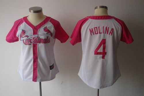 2012 Women Pink Splash Fashion Jersey by Majestic St. Louis Cardinals 4 Yadier Molina white jerseys