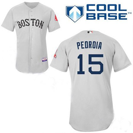 MLB Jerseys Boston Red Sox #15 Pedroia grey(cool base) MLB Jerseys Boston Red Sox #15 Pedroia grey(cool base)