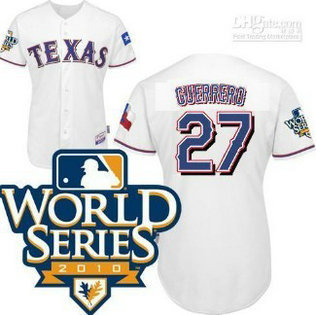 Texas Rangers 27 Guerrero 2010 World Series White Jersey Texas Rangers 27 Guerrero 2010 World Series White Jersey