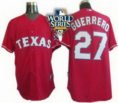 Texas Rangers 27 Vladimir Guerrero 2010 World Series Patch Jersey red Texas Rangers 27 Vladimir Guerrero 2010 World Series Patch Jersey red