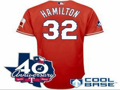 Texas Rangers 32 Josh Hamilton red W 40th Anniversary Patch