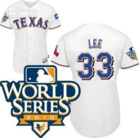 Texas Rangers 33 Lee 2010 World Series White Jersey Texas Rangers 33 Lee 2010 World Series White Jersey