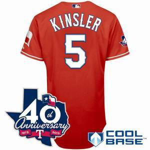 Youth Texas Rangers 5 Ian Kinsler red Cool Base Jersey w 40th Anniversary Patch