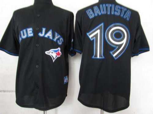 MLB Toronto Blue Jays 19 Bautista Black Fashion Jerseys