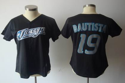 women Toronto Blue Jays 19 Jose Bautista BLACK jerseys