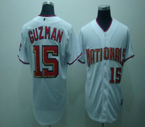 Washington Nationals 15 Cristian Guzman White Jerseys Cool base Stitched MLB Jersey