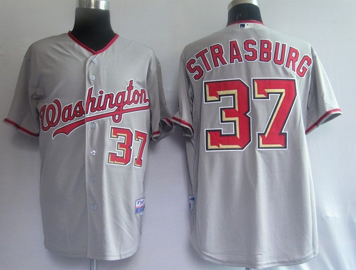 Washington Nationals 37# Strasburg Grey Jerseys Washington Nationals 37# Strasburg Grey Jerseys