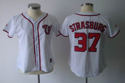women Washington Nationals 37 Stephen Strasburg Home white Jersey