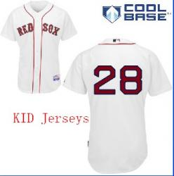 MLB Boston Red Sox 28# Gonzalez White Cool Base Kid Jerseys