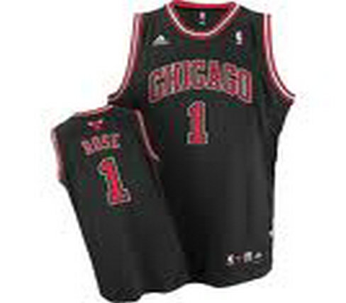 Chicago Bulls #1 Derek Rose Authentic Black Jersey Chicago Bulls #1 Derek Rose Authentic Black Jersey
