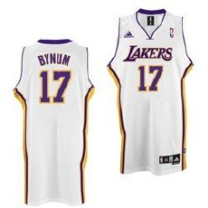 Los Angeles Lakers Bynum #17 white swingman jersey