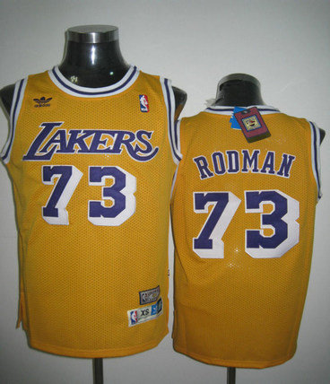 NBA JERSEYS Los Angeles Lakers Rodman #73 Yellow NBA JERSEYS Los Angeles Lakers Rodman #73 Yellow