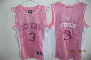 Women Philadelphia 76ers A Iverson 3 Pink Jersey