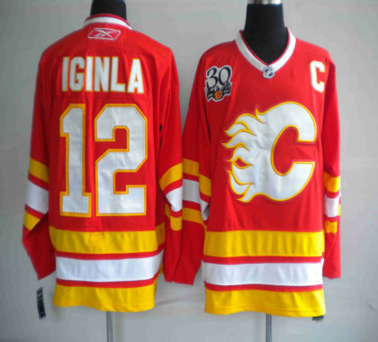 Calgary Flames 12 Jarome Iginla red 30th jerseys Calgary Flames 12 Jarome Iginla red 30th jerseys