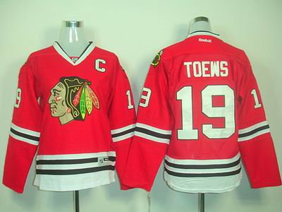 Women Chicago Blackhawks 19 TOEWS C Patch Red jerseys