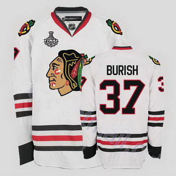 youth Chicago Blackhawks 37 Adam Burish White Jersey