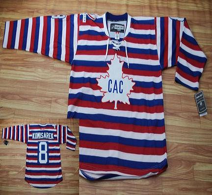 Montreal Canadiens #8 Komisarek Red Pinstripe  Jersey