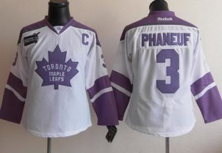 Women Toronto Maple Leafs 3 Dion Phaneuf Fights Cancer  Jersey White