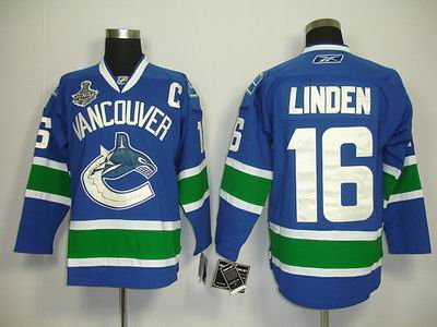 Vancouver Canucks 16 Trevor Linden Home Blue 2011 Stanley Cup JERSEY