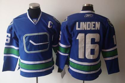 Vancouver Canucks 16 Trevor Linden Home Blue 3RD Jersey