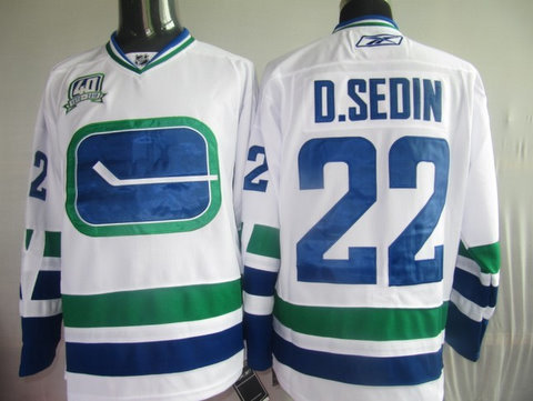 Vancouver Canucks 22 D.SEDIN White Jerseys 3rd 40th