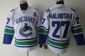 Vancouver Canucks 27 Manny Malhotra Home White Jersey