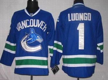Vancouver Canucks 1 Roberto Luongo BLUE 3RD 2011 Stanley Cup JERSEY