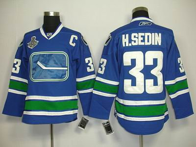 Vancouver Canucks 33 H.Sedin Blue Jersey 3rd C patch 2011 Stanley Cup JERSEY