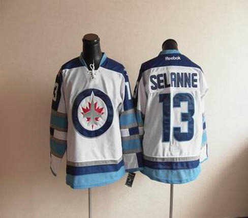 2012 new Winnipeg JETS 13 Teemu Selanne white jersey